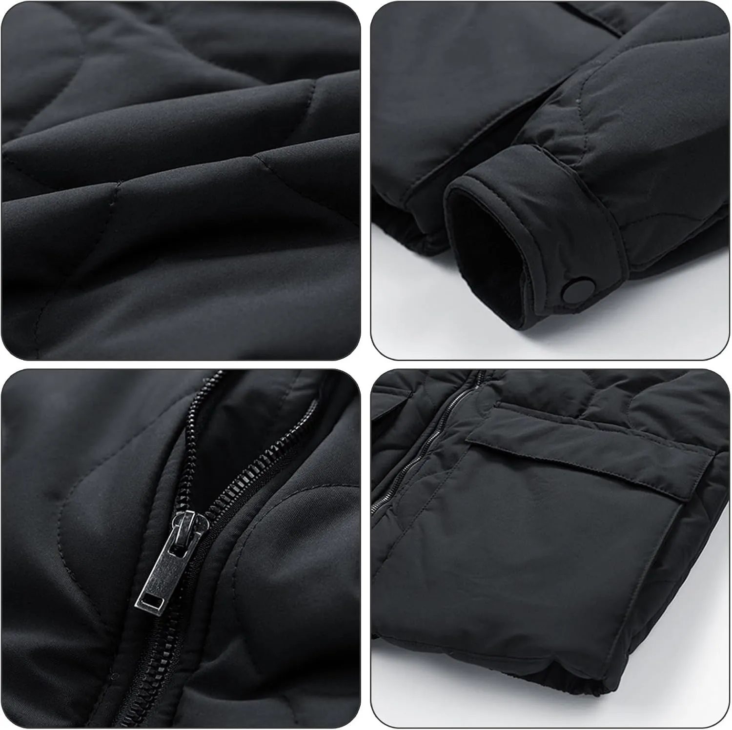 Men's Winter Lapel Down Jackets Business Casual Corduroy Lined Warm Padded Coat Zipper Cotton Coat with Large Pockets