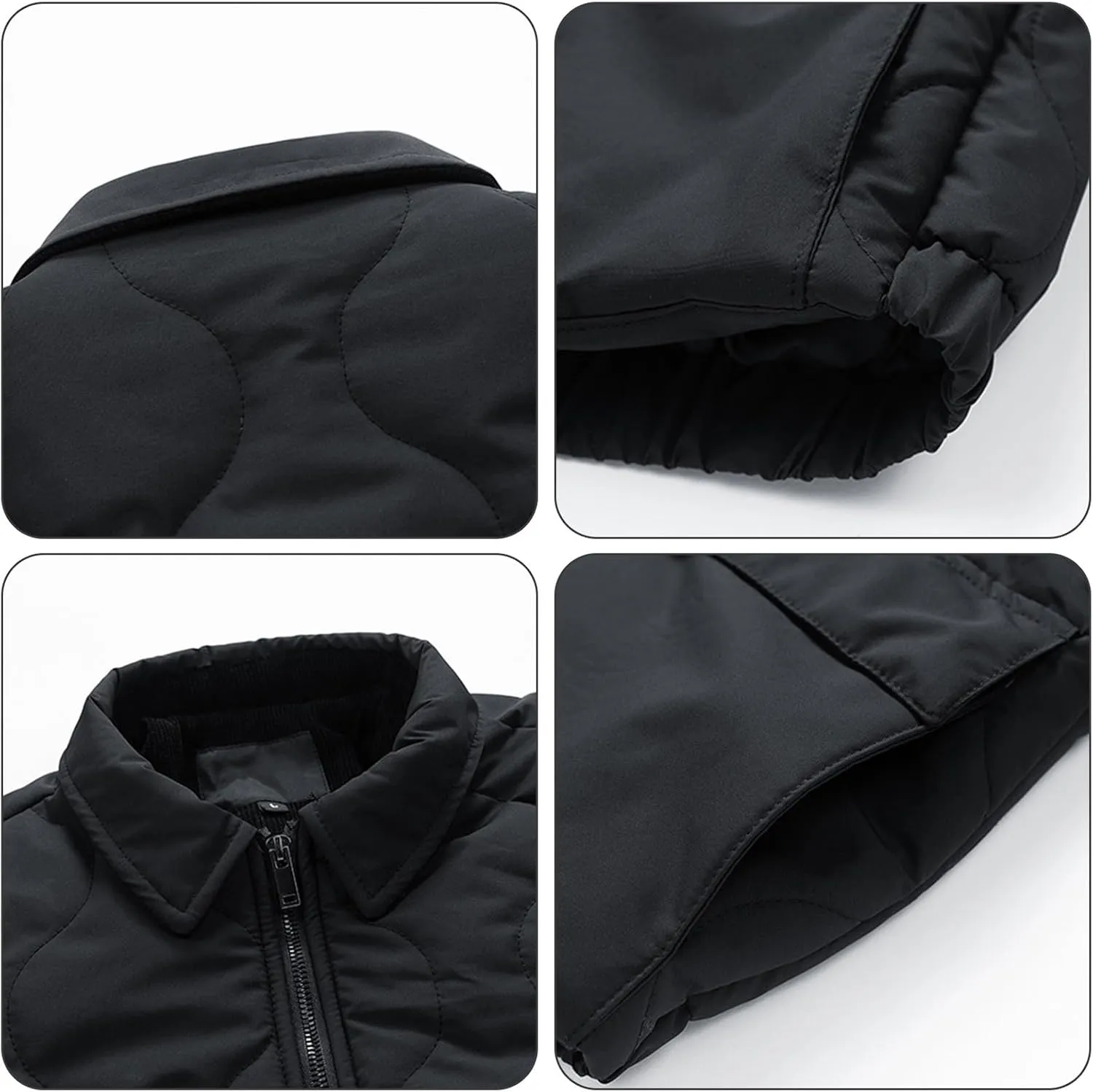 Men's Winter Lapel Down Jackets Business Casual Corduroy Lined Warm Padded Coat Zipper Cotton Coat with Large Pockets