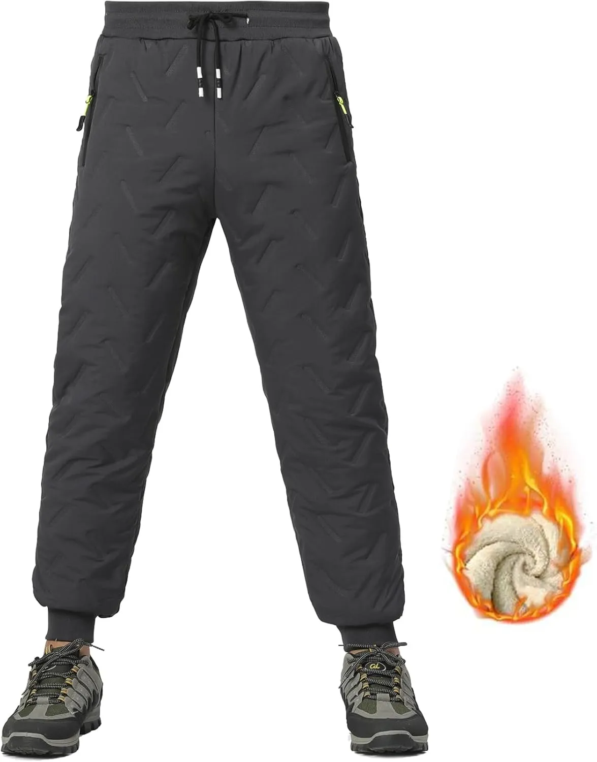 Men's Winter Snow Pants Sherpa Lined Sweatpants Thicken Warm Fleece Pants Sports Jogger Pants