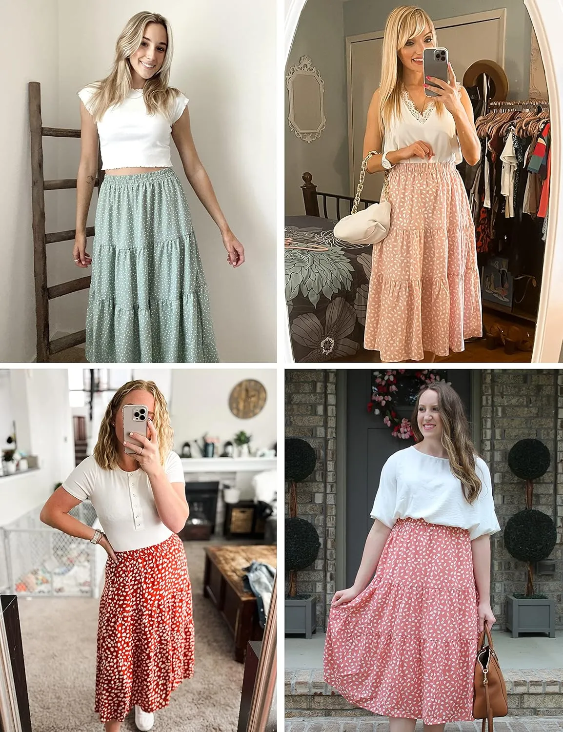 MEROKEETY Women's Boho Leopard Print Skirt Pleated A-Line Swing Midi Skirts