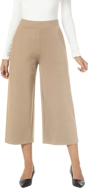 MISS MOLY Women's Wide Leg Pants Business Crop Palazo Dress Pants Capris Culotte Stretch Pull On Work Pants