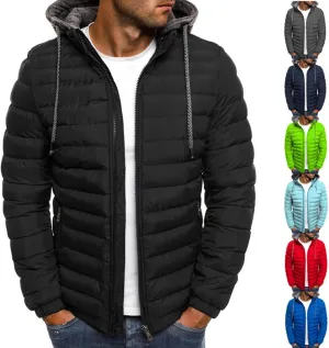 Muscularfit Men's Winter Puffer Jackets Lightweight Packable Quilted Jacket Full Zip Hooded Coat Thicken Insulated Jackets