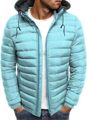 Muscularfit Men's Winter Puffer Jackets Lightweight Packable Quilted Jacket Full Zip Hooded Coat Thicken Insulated Jackets