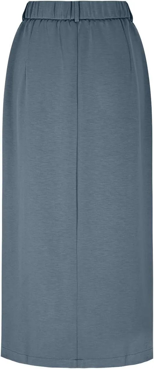 Office Work Split Pencil Skirt for Women Cotton High Waist Slim Bodycon Hip Hugging Skirt Maxi Long Pencil Skirts