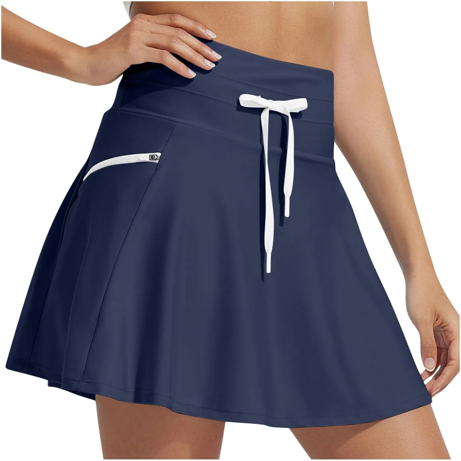 Oplxuo Tennis Skirts for Women Golf Athletic Activewear Swim Skirt Mini Summer Workout Running Skirt with Zipper Pockets
