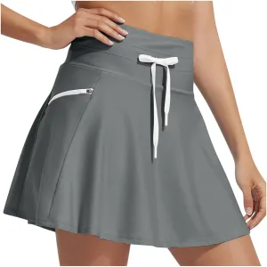 Oplxuo Tennis Skirts for Women Golf Athletic Activewear Swim Skirt Mini Summer Workout Running Skirt with Zipper Pockets