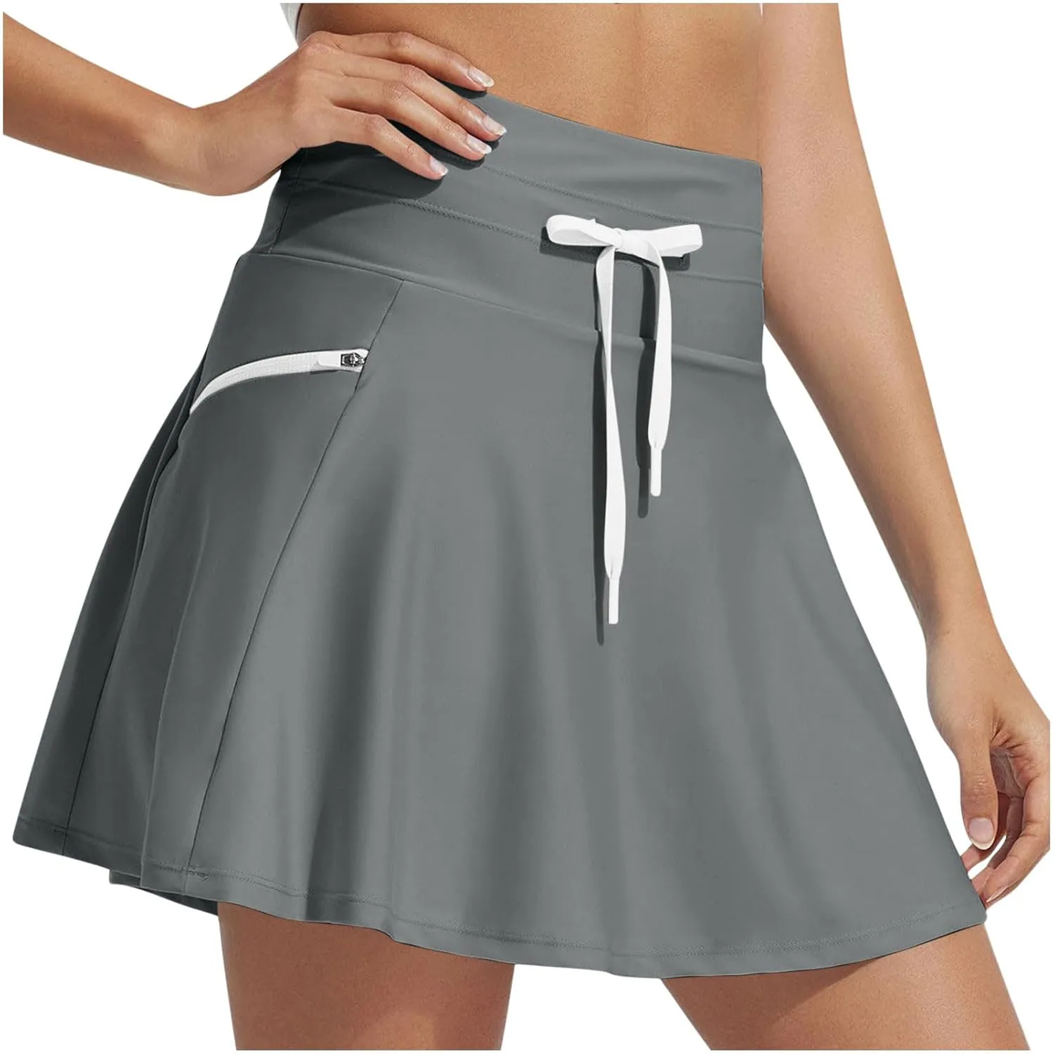 Oplxuo Tennis Skirts for Women Golf Athletic Activewear Swim Skirt Mini Summer Workout Running Skirt with Zipper Pockets