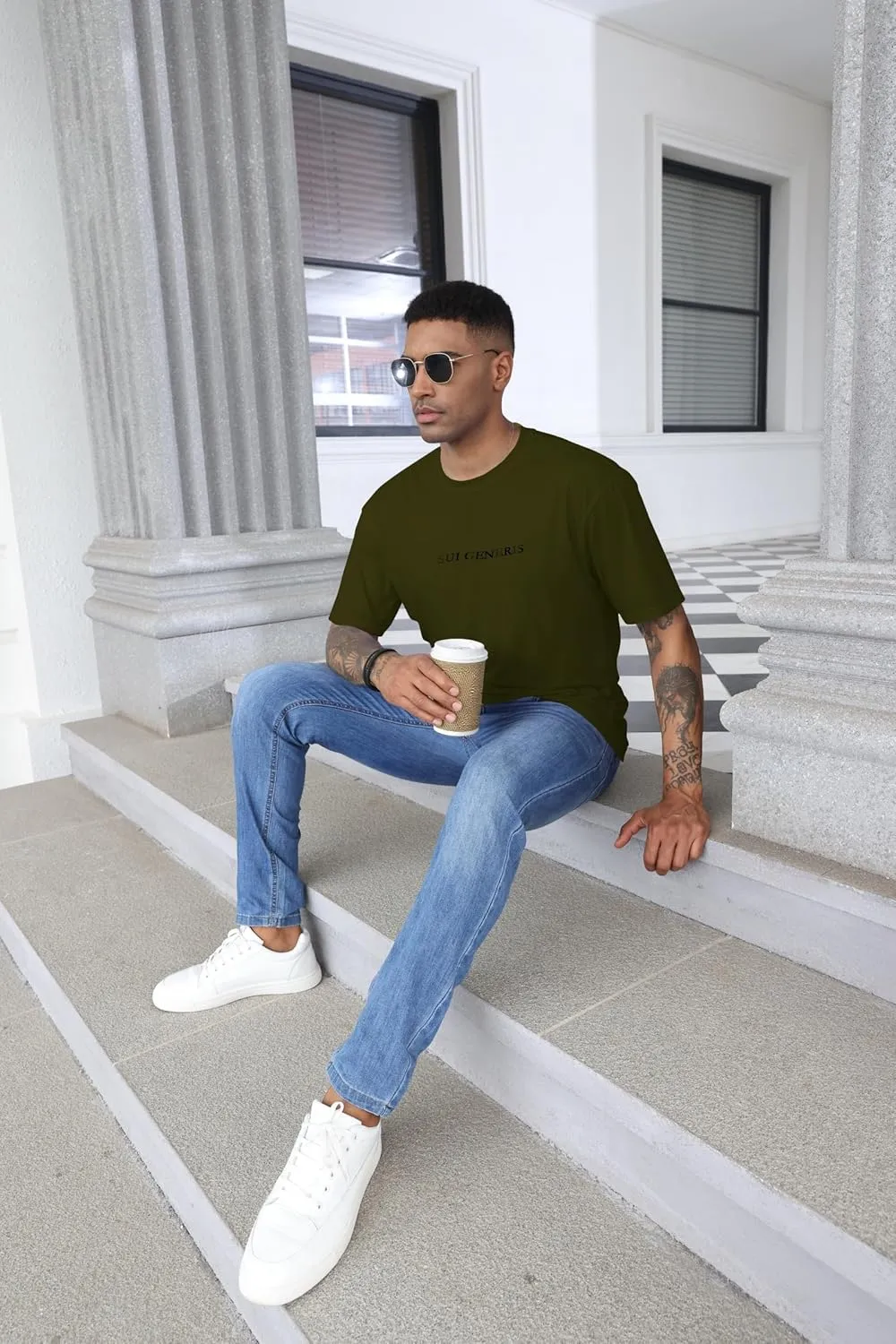 Opomelo Men's Fashion Athletic T-Shirt Oversized Workout Short Sleeve Shirt Casual Crew Neck Cotton Tee