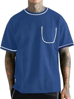 Opomelo Men's Fashion Oversized T-Shirt Athletic Workout Short Sleeve Shirt Casual Crewneck Tshirts with Pocket