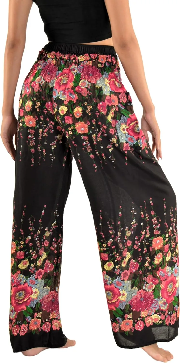 Orient Trail Open Ankle Wide Leg Harem Pants with Pocket -Yoga Flowy Pants for Women US Size 0-24