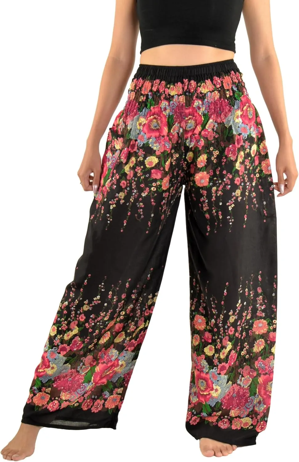 Orient Trail Open Ankle Wide Leg Harem Pants with Pocket -Yoga Flowy Pants for Women US Size 0-24