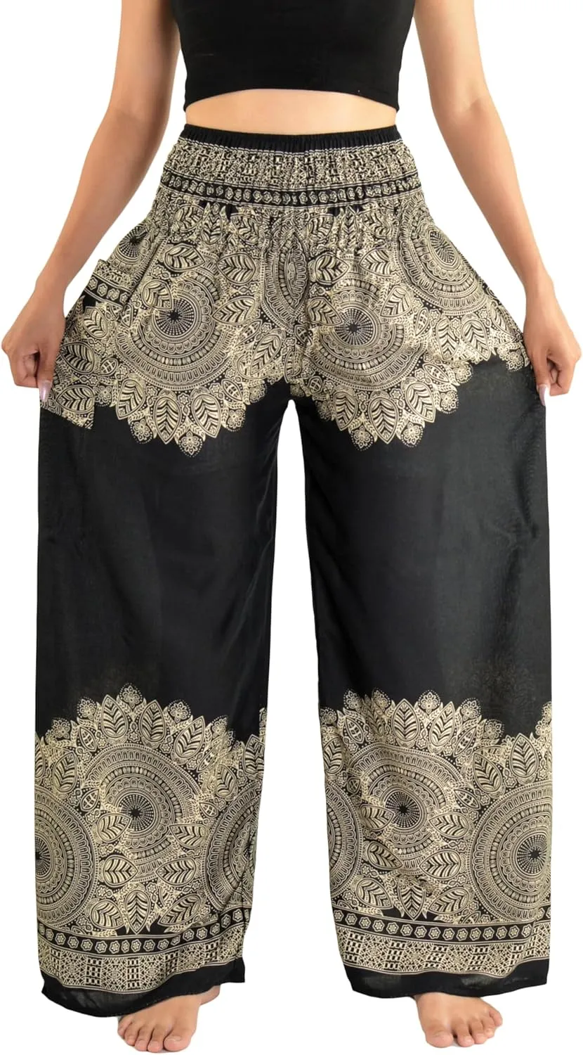 Orient Trail Open Ankle Wide Leg Harem Pants with Pocket -Yoga Flowy Pants for Women US Size 0-24
