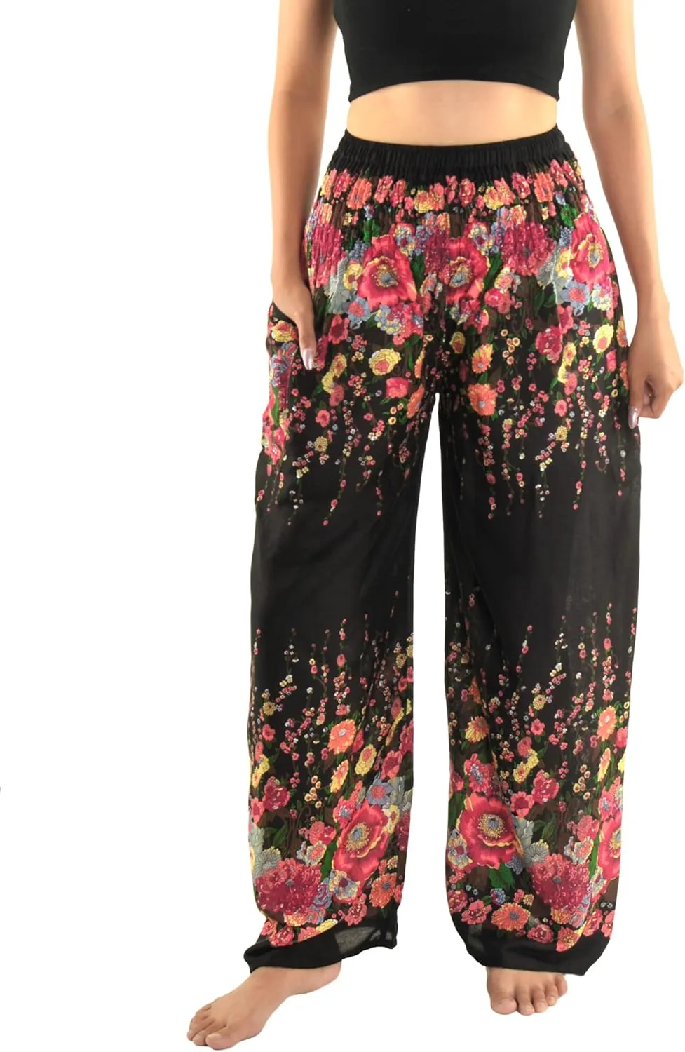 Orient Trail Open Ankle Wide Leg Harem Pants with Pocket -Yoga Flowy Pants for Women US Size 0-24