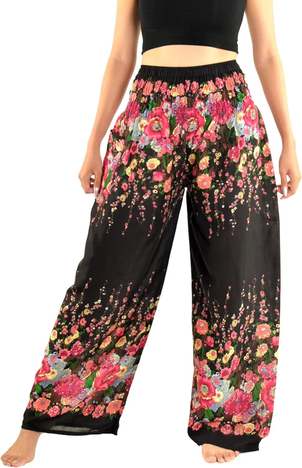Orient Trail Open Ankle Wide Leg Harem Pants with Pocket -Yoga Flowy Pants for Women US Size 0-24