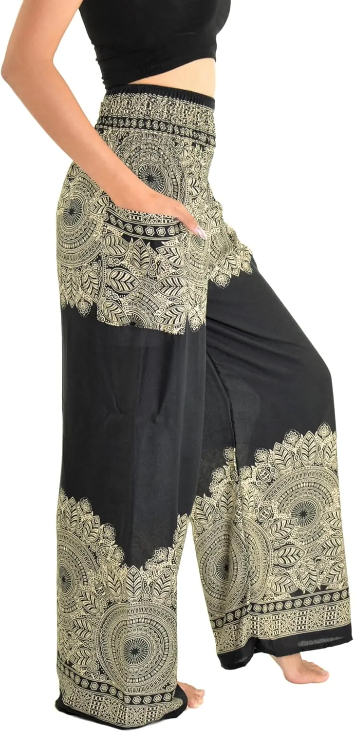 Orient Trail Open Ankle Wide Leg Harem Pants with Pocket -Yoga Flowy Pants for Women US Size 0-24