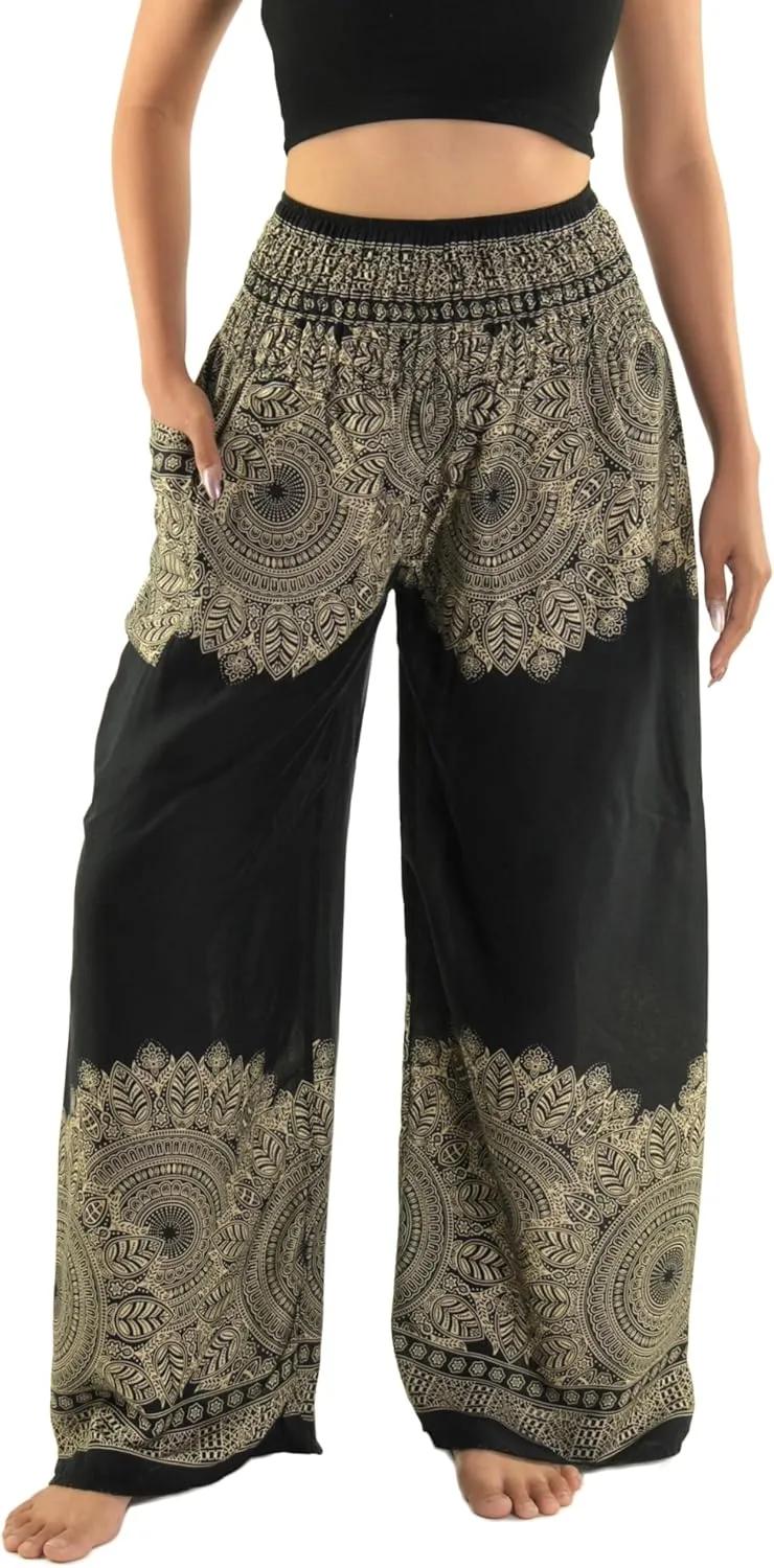 Orient Trail Open Ankle Wide Leg Harem Pants with Pocket -Yoga Flowy Pants for Women US Size 0-24