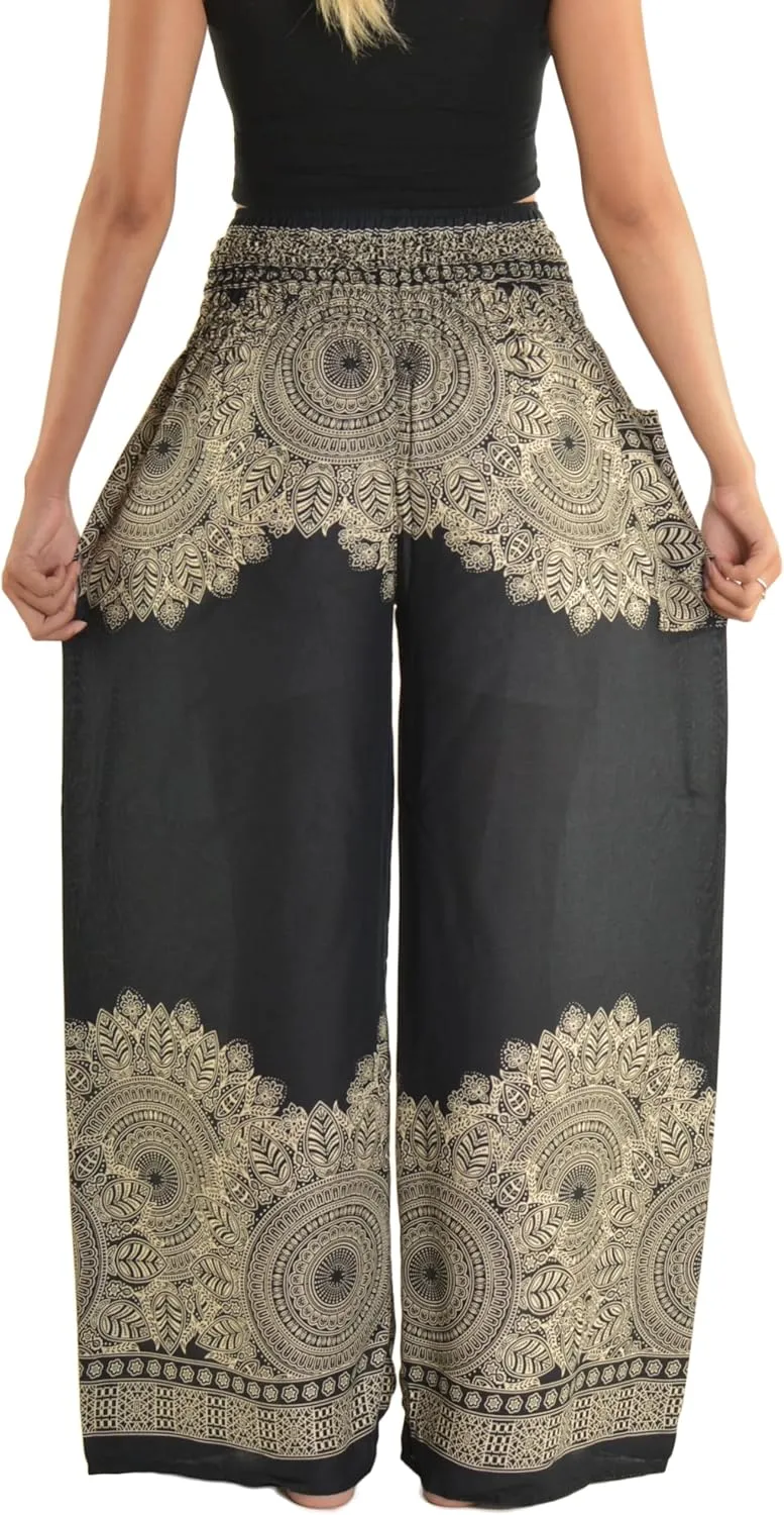 Orient Trail Open Ankle Wide Leg Harem Pants with Pocket -Yoga Flowy Pants for Women US Size 0-24