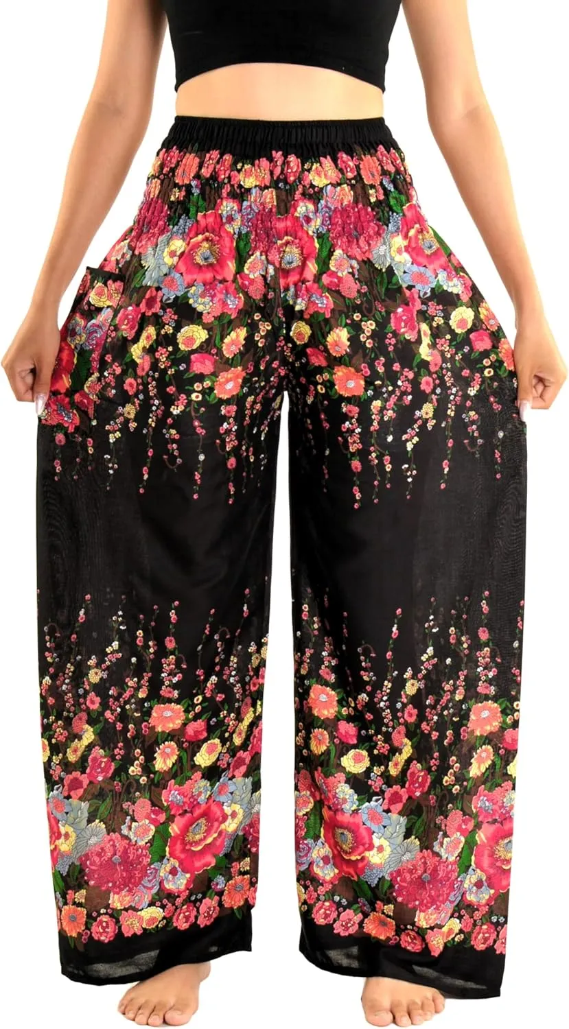 Orient Trail Open Ankle Wide Leg Harem Pants with Pocket -Yoga Flowy Pants for Women US Size 0-24