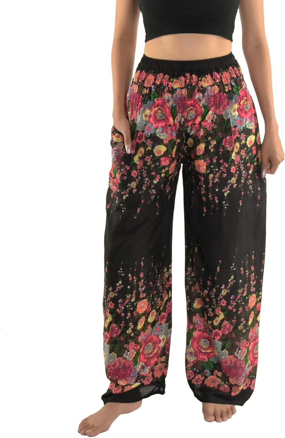 Orient Trail Open Ankle Wide Leg Harem Pants with Pocket -Yoga Flowy Pants for Women US Size 0-24