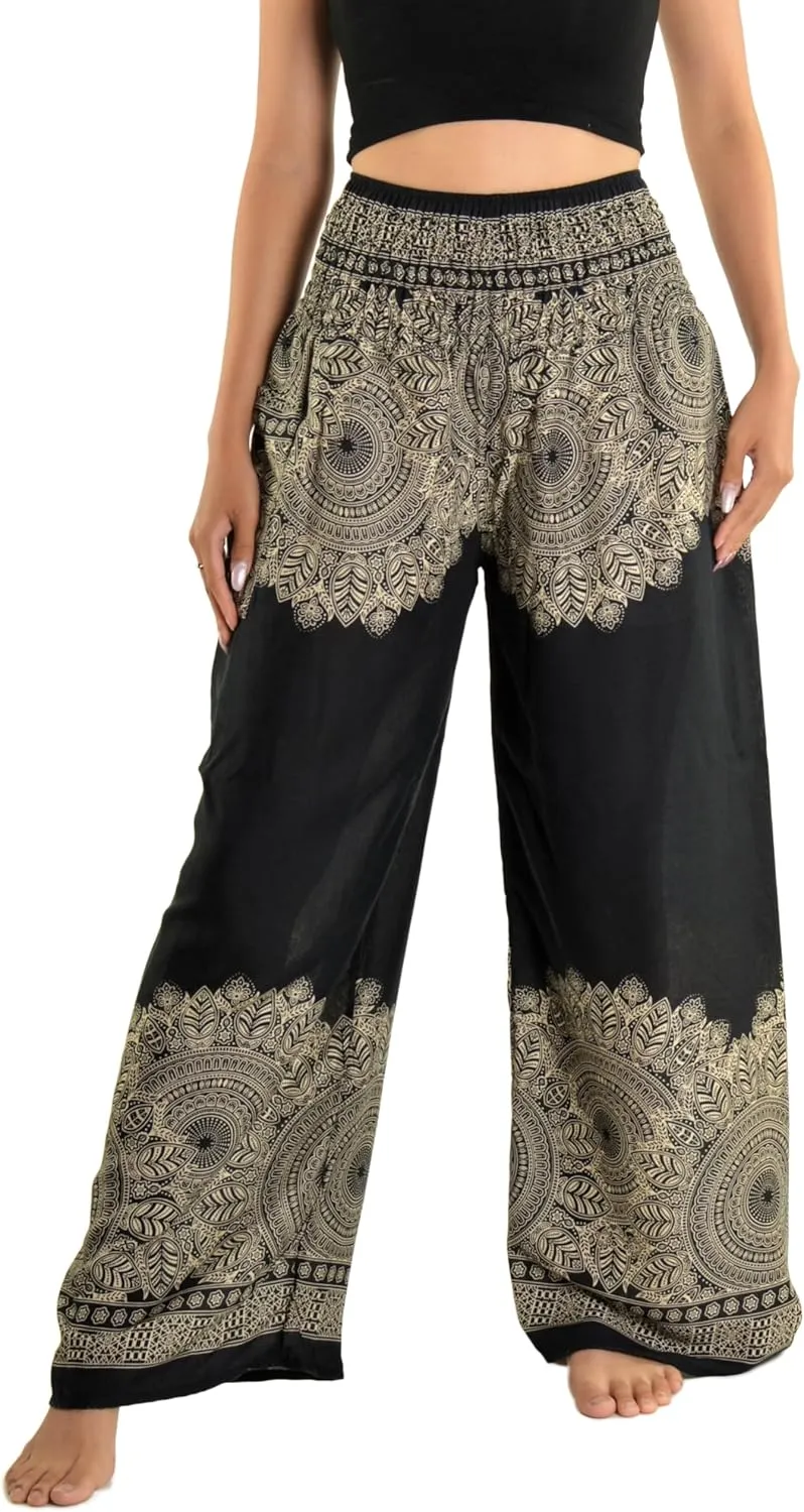 Orient Trail Open Ankle Wide Leg Harem Pants with Pocket -Yoga Flowy Pants for Women US Size 0-24