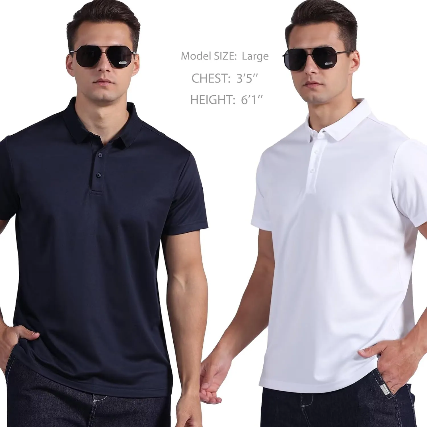 OYGSieg 5 Pack Mens Polo Shirt Short Sleeve Tactical Shirts Quick Dry Performance Golf Shirt Pique Jersey Outdoor Shirt
