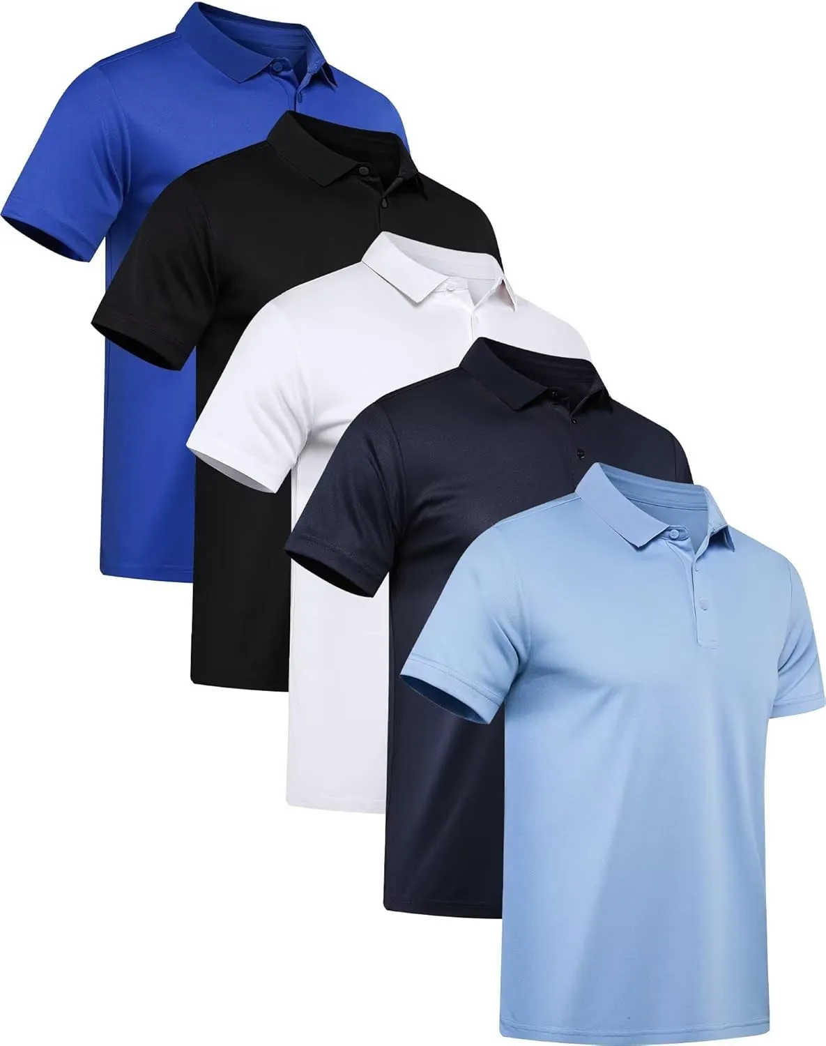 OYGSieg 5 Pack Mens Polo Shirt Short Sleeve Tactical Shirts Quick Dry Performance Golf Shirt Pique Jersey Outdoor Shirt
