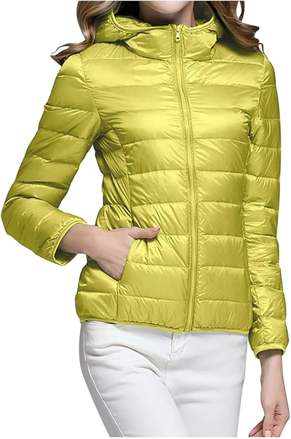 Packable Puffer Jacket for Women Lightweight Down Coat Full-Zip Quilted Jackets Water-Resistant Warm Outwear