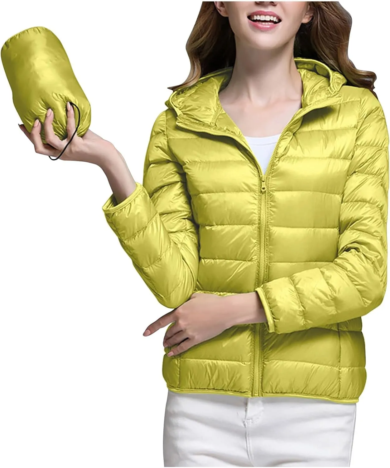 Packable Puffer Jacket for Women Lightweight Down Coat Full-Zip Quilted Jackets Water-Resistant Warm Outwear