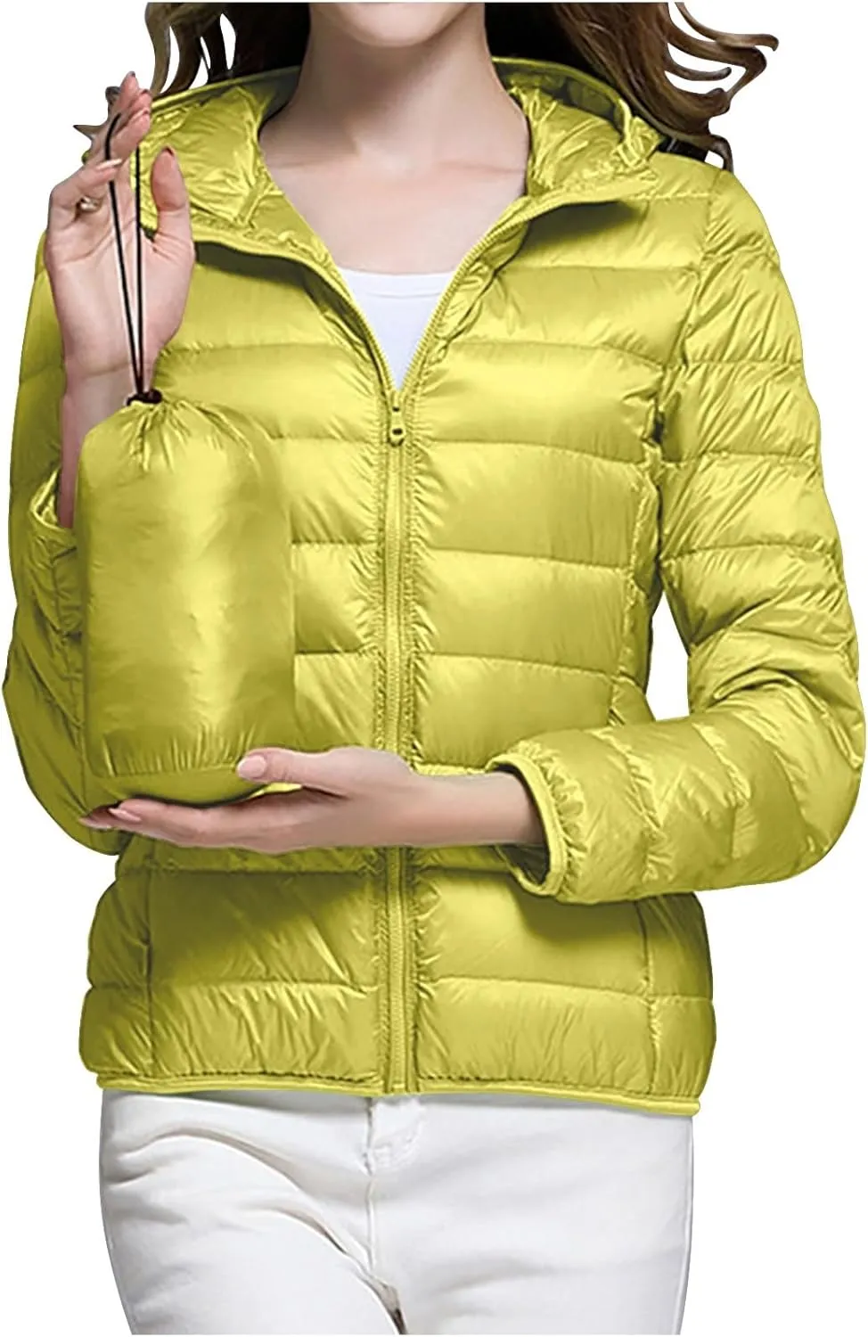 Packable Puffer Jacket for Women Lightweight Down Coat Full-Zip Quilted Jackets Water-Resistant Warm Outwear