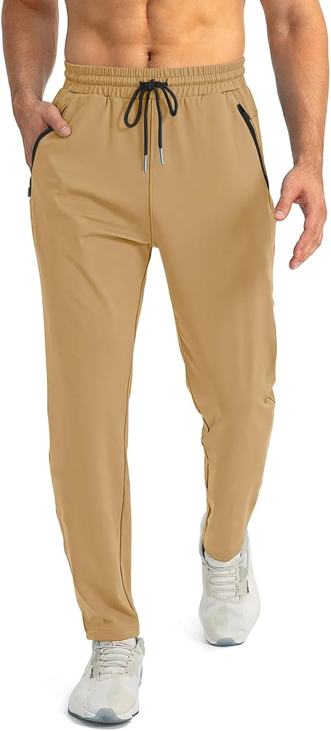 Palcomfy Pants for Me - Mens Gym Pants with Zipper Pockets Breathable Quick Dry Pants Stretch Outdoor Glide Pants Men