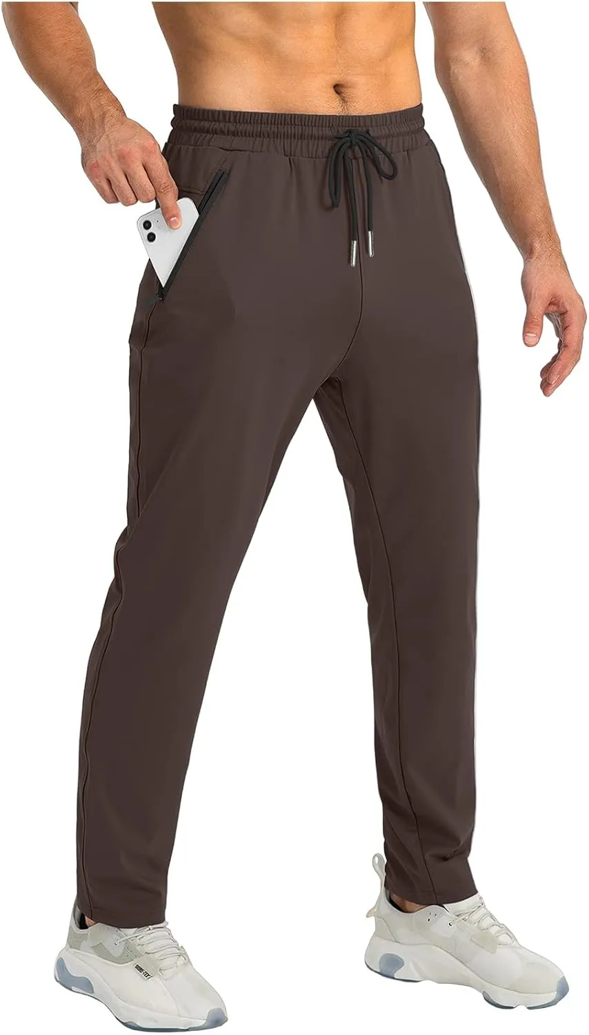 Palcomfy Pants for Me - Mens Gym Pants with Zipper Pockets Breathable Quick Dry Pants Stretch Outdoor Glide Pants Men