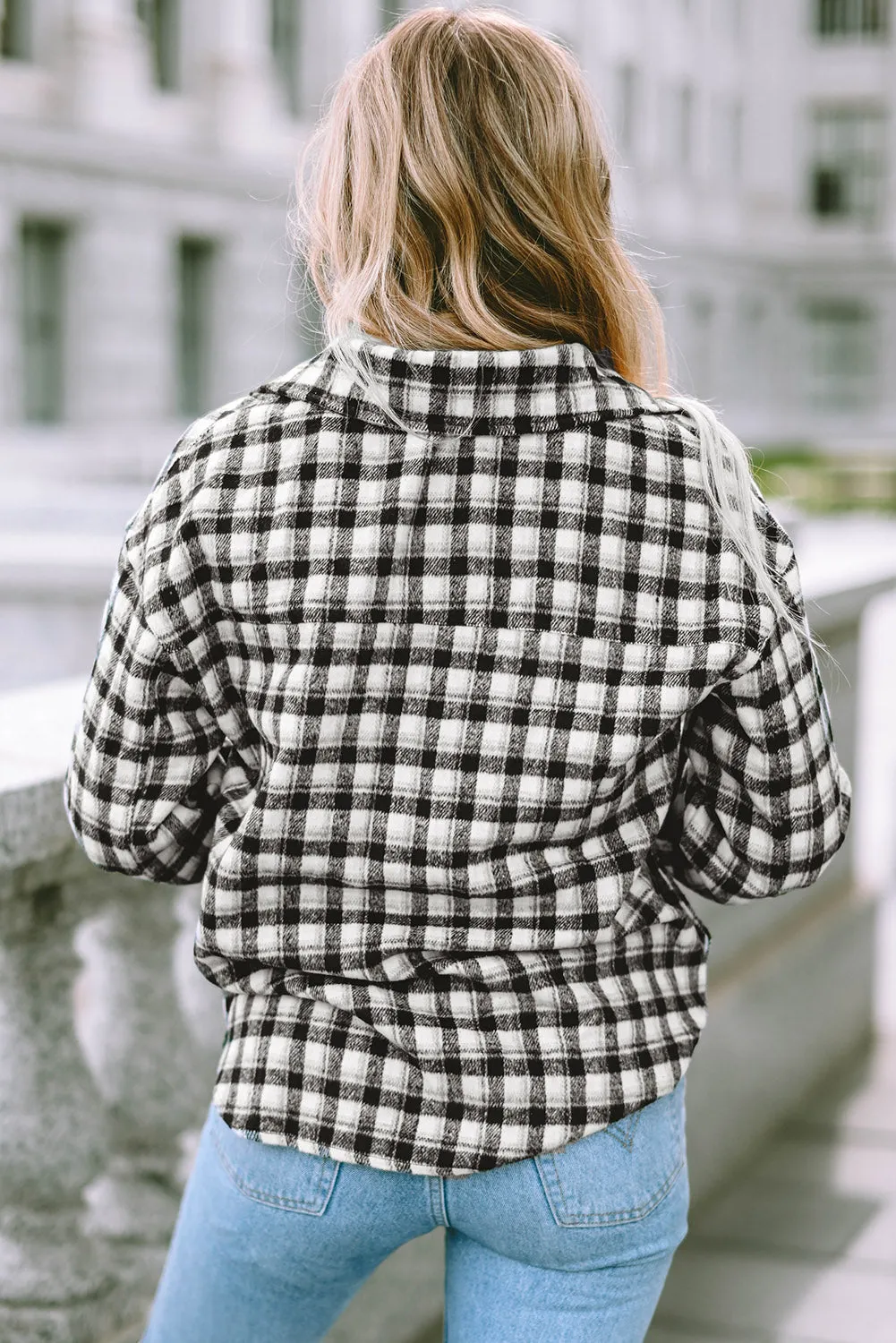 Plaid Chest Pockets Tunic Shacket