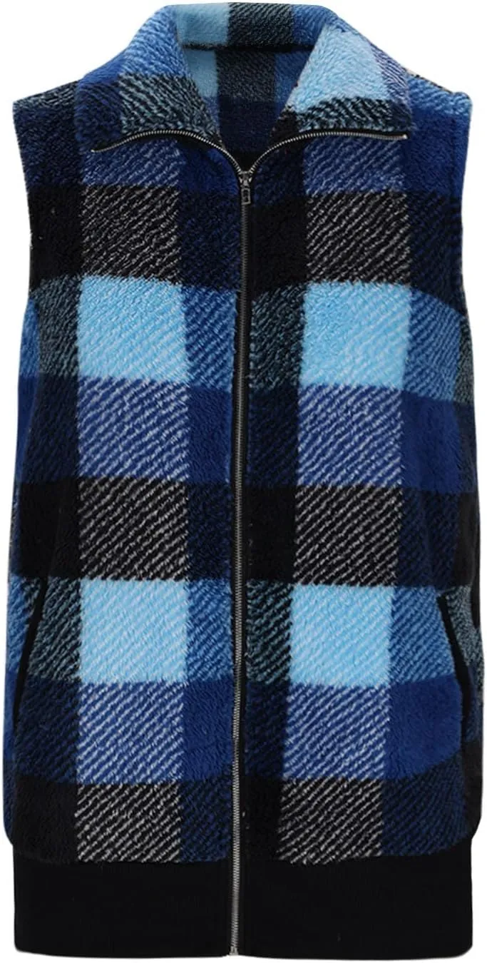Plaid Jacket for Women Fleece Casual Cardigan Fall Plush Vest Thermal Vests Thick Winter Coats Outwear 2025 Shackets