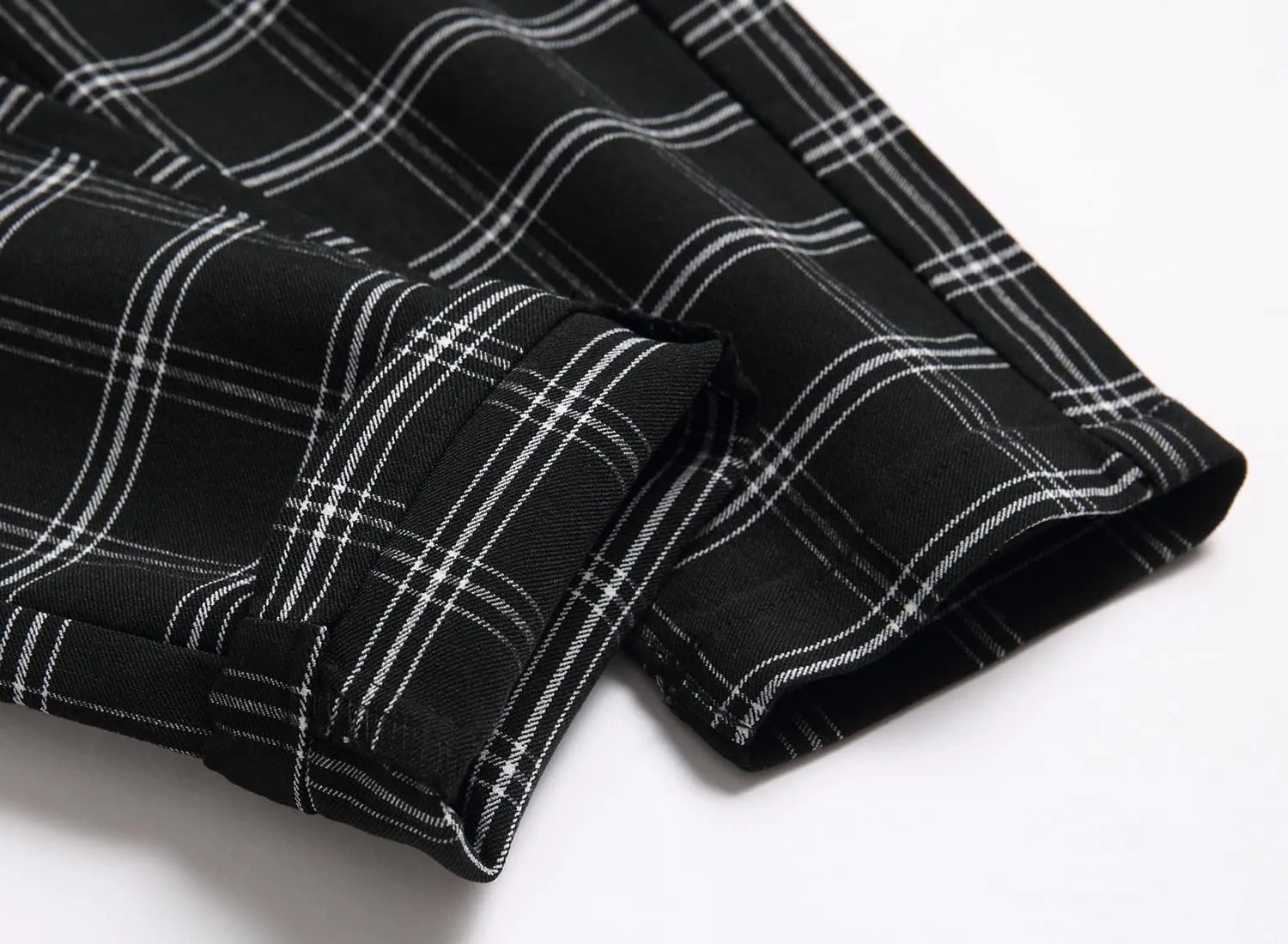 Plaid Pants for Men, Stretch Mens Slim Fit Dress Pants Skinny Flat-Front Fashion Business Casual Chinos Pants