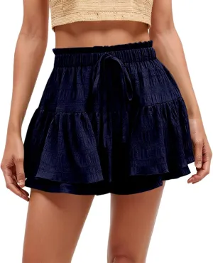 Pleated Tennis Skirt for Women High Waisted with Shorts Underneath Drawstring Athletic Golf Ruffle Skorts Skirts