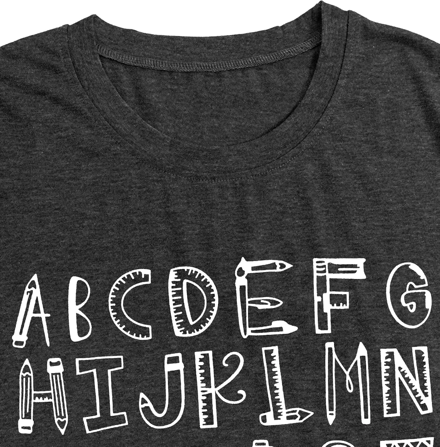 Plus Size Teacher Shirt Women Teaching Tshirt ABC Alphabet Graphic Tee Tops Teachers Gift T-Shirt