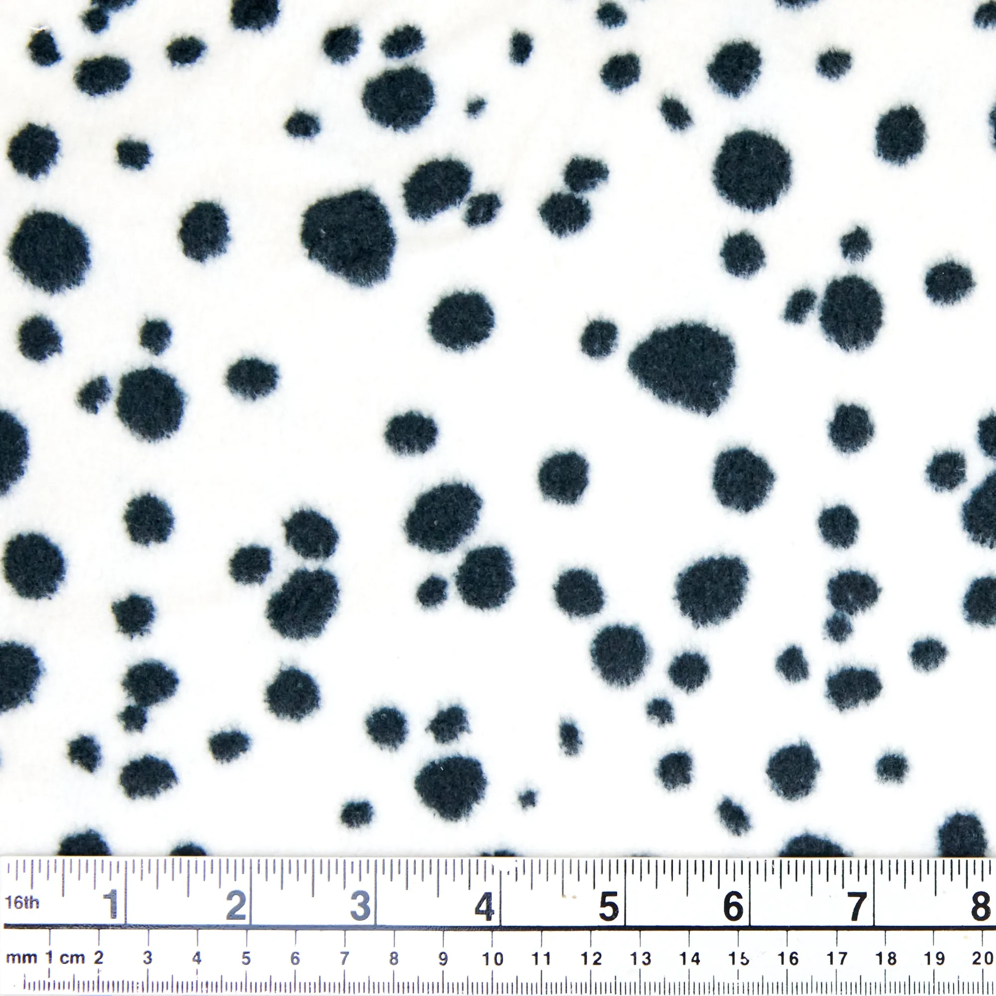 Printed Polar Fleece, Navy Spots- 140cm Width