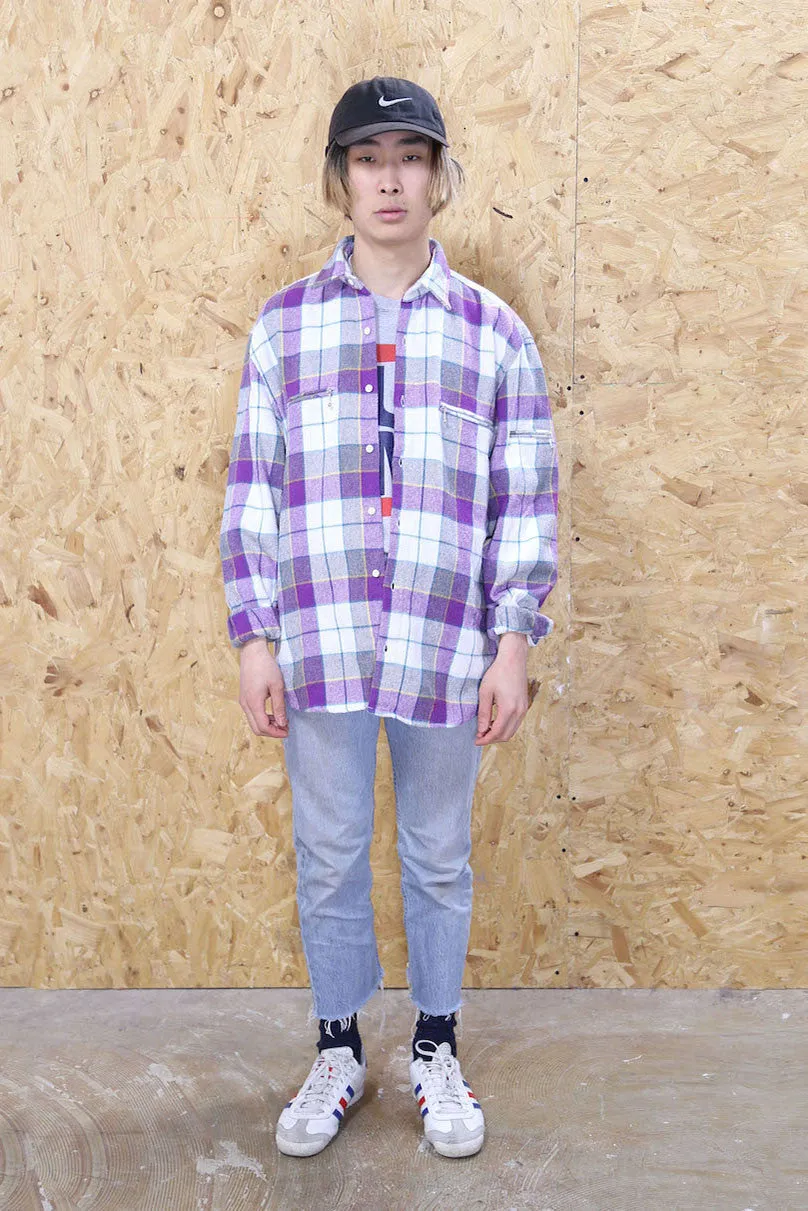 Purple And White Flannel Shirt