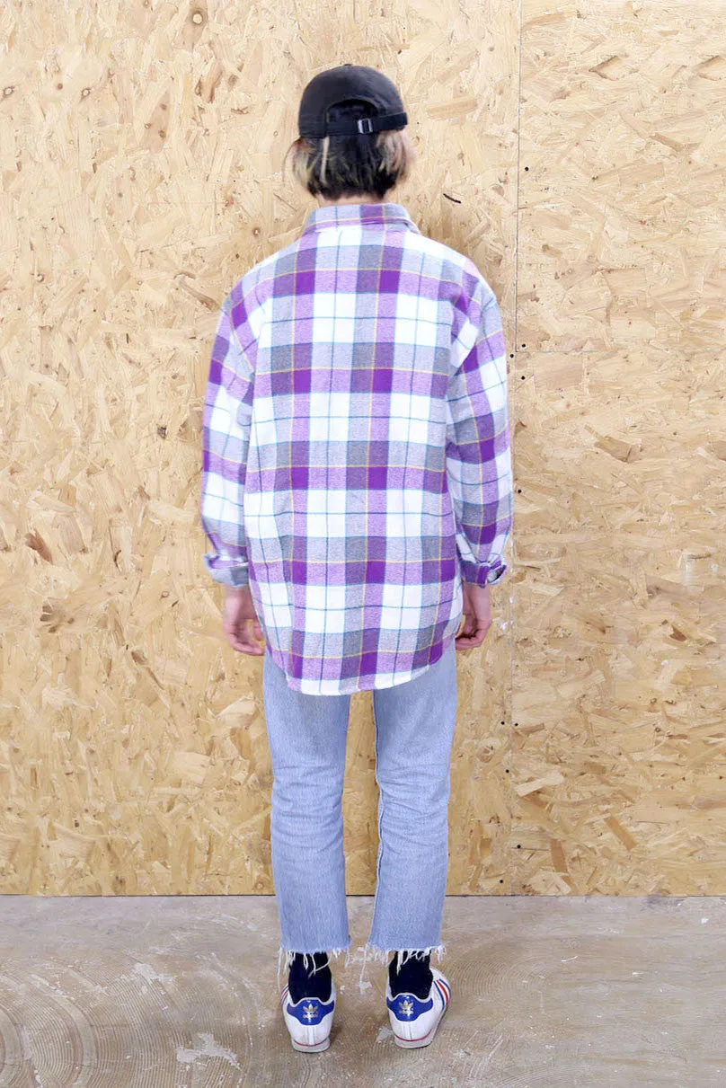 Purple And White Flannel Shirt