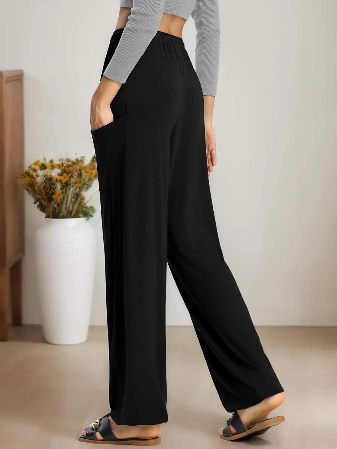 QIANXIZHAN Women's Harem Pants, Hippie Palazzo Pants Boho Joggers Yoga Clothes with Pockets