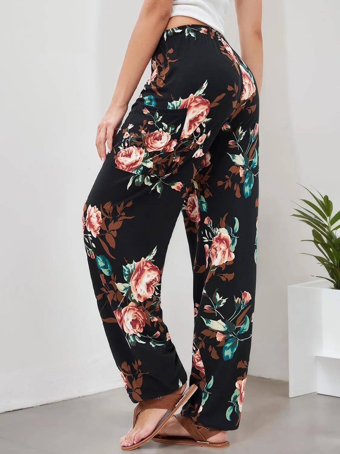QIANXIZHAN Women's Harem Pants, Hippie Palazzo Pants Boho Joggers Yoga Clothes with Pockets