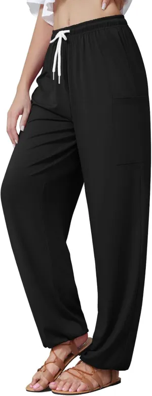 QIANXIZHAN Women's Harem Pants, Hippie Palazzo Pants Boho Joggers Yoga Clothes with Pockets