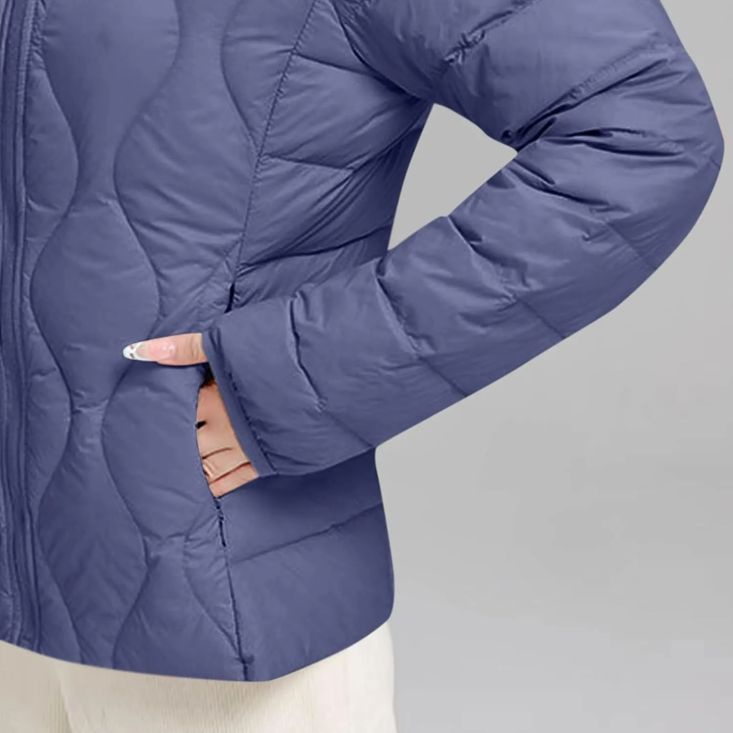 Quilted Lightweight Jacket for Women Plus Size Short Puffer Coats Stand Collar Zip Up Warm Down Jacket Fall Winter