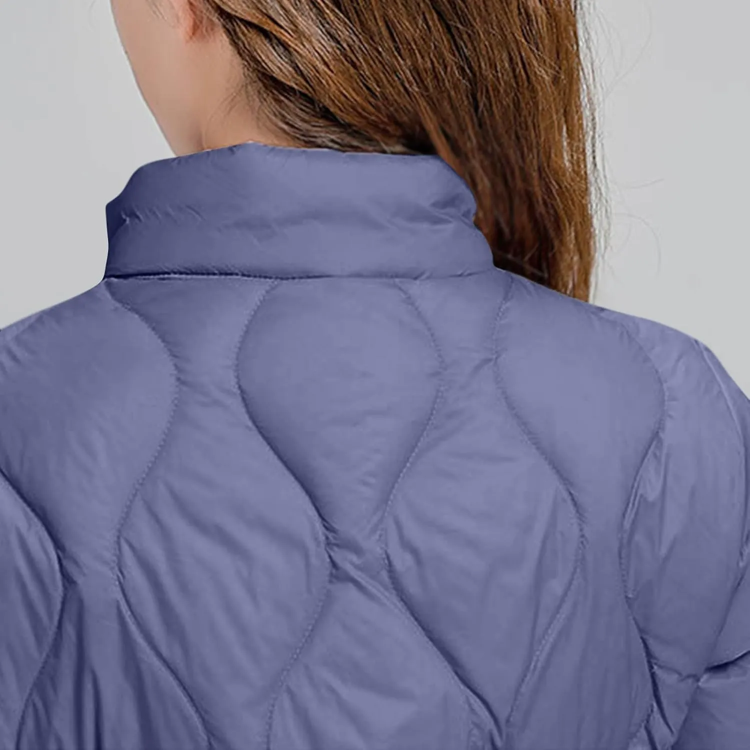 Quilted Lightweight Jacket for Women Plus Size Short Puffer Coats Stand Collar Zip Up Warm Down Jacket Fall Winter