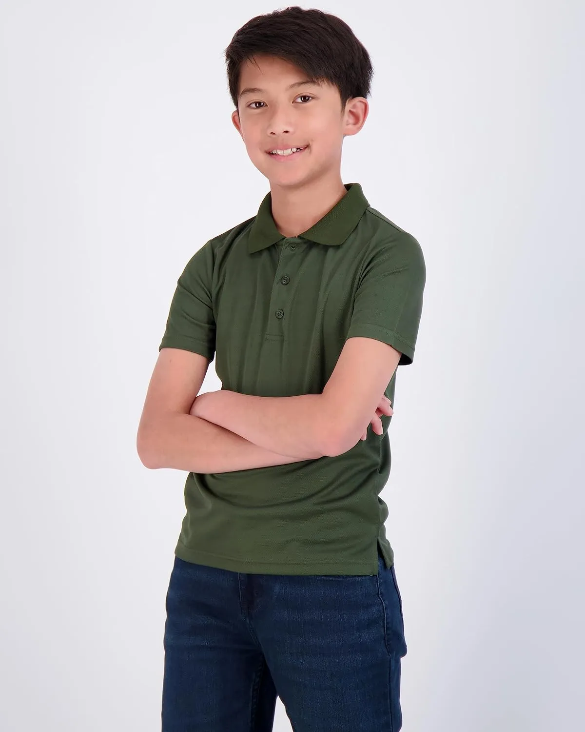 Real Essentials 3 Pack: Boy's Short Sleeve Polo Shirt - School Uniform Active Performance Golf (Ages 4-16)
