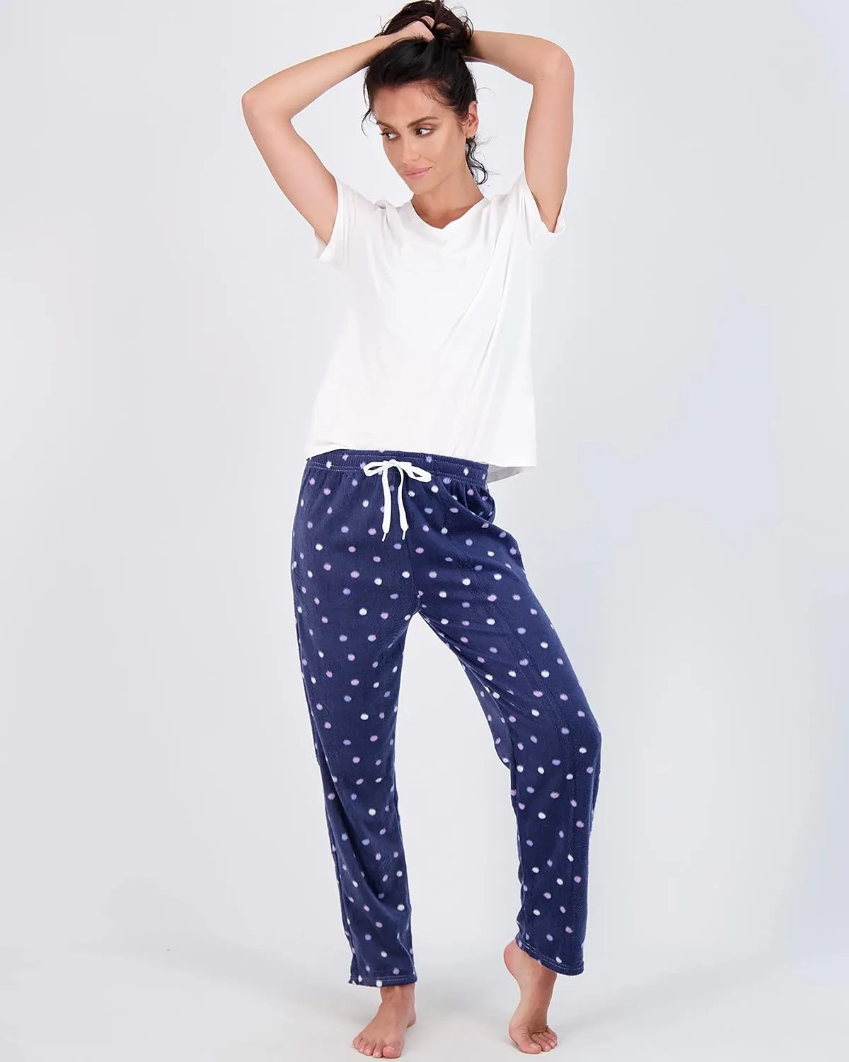 Real Essentials 3 Pack: Womens Fleece Ultra-Soft Comfy Pajama Lounge Pants Sleepwear (Available in Plus Size)