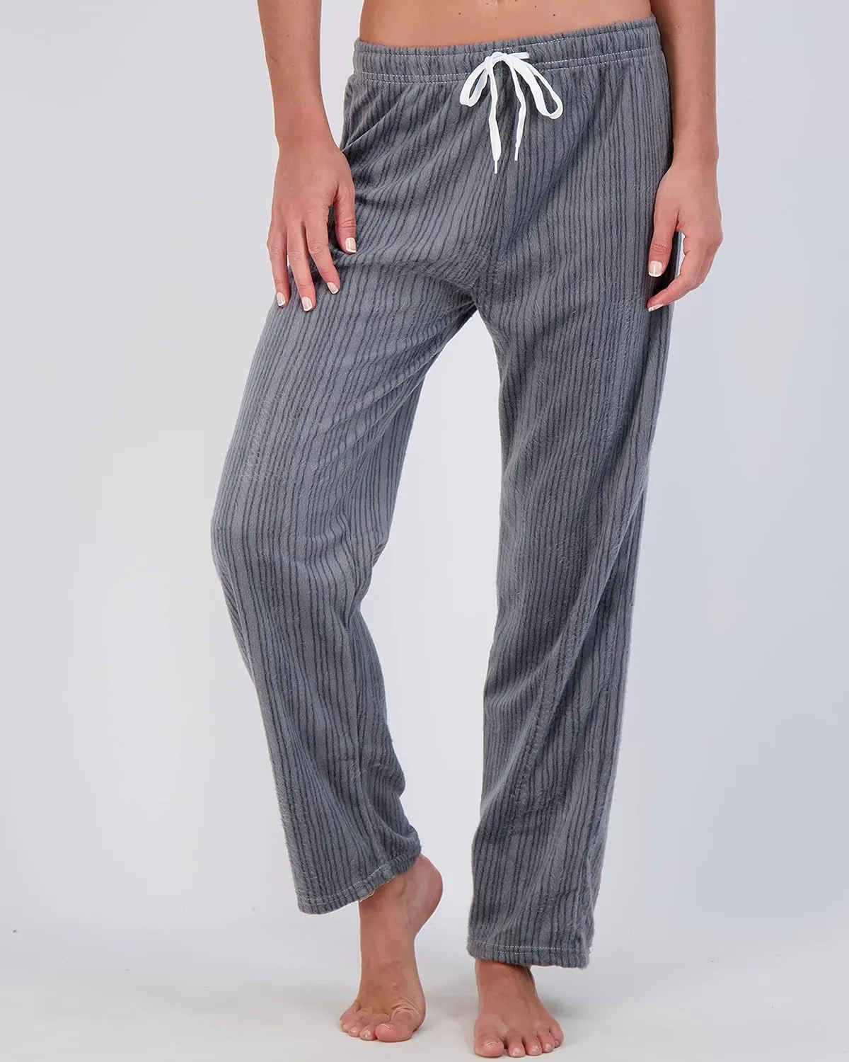 Real Essentials 3 Pack: Womens Fleece Ultra-Soft Comfy Pajama Lounge Pants Sleepwear (Available in Plus Size)