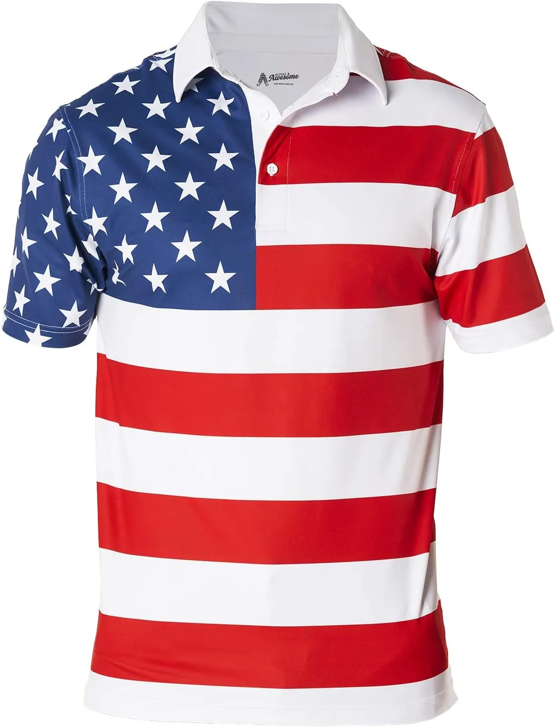 Royal & Awesome American Flag Golf Shirt, Patriotic Golf Shirt, USA Golf Shirts