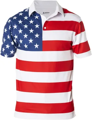 Royal & Awesome American Flag Golf Shirt, Patriotic Golf Shirt, USA Golf Shirts