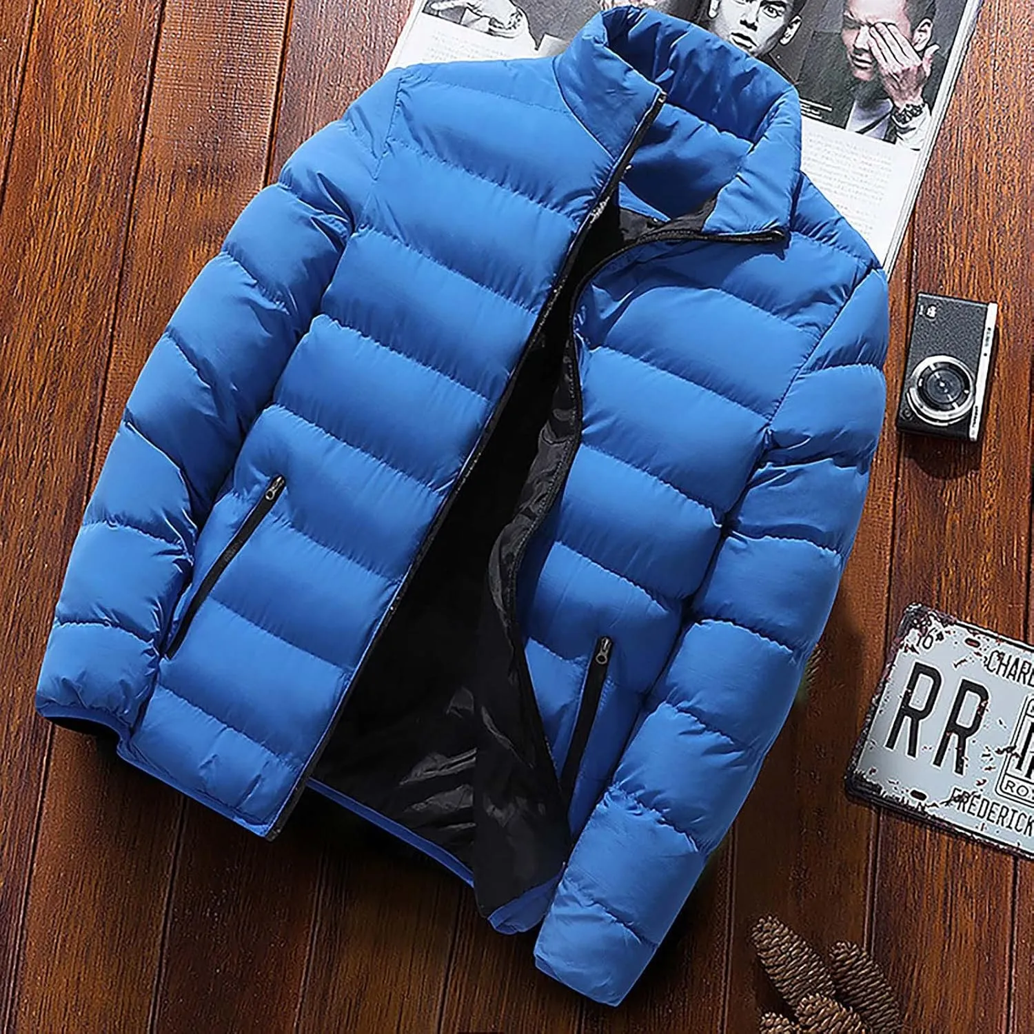 RTRDE Casual Jackets Lightweight Windbreaker Bomber Jacket Casual Zip Up Coats Outwear With Pockets, L-5XL